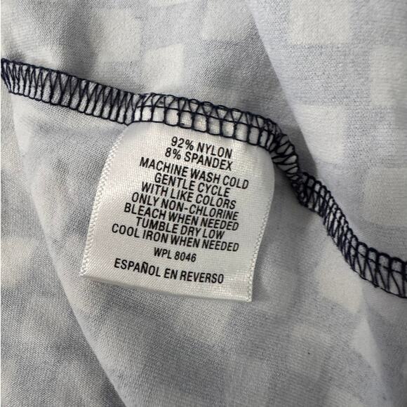 Charter Club Womens Medium Quarter Zip Blue White Check Shirt Nylon Spandex - Picture 4 of 7